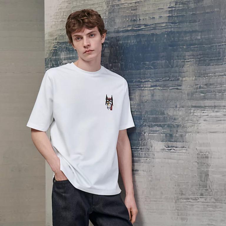 Hermes Mini Leather Patch T Shirt Homme Men s Fashion Tops