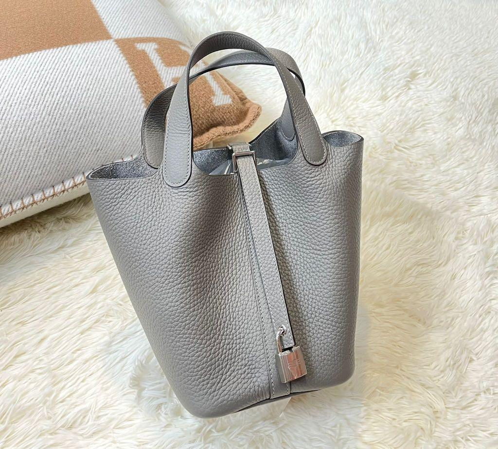 Hermes Picotin 18積雨雲灰銀扣, 名牌, 手袋及銀包- Carousell
