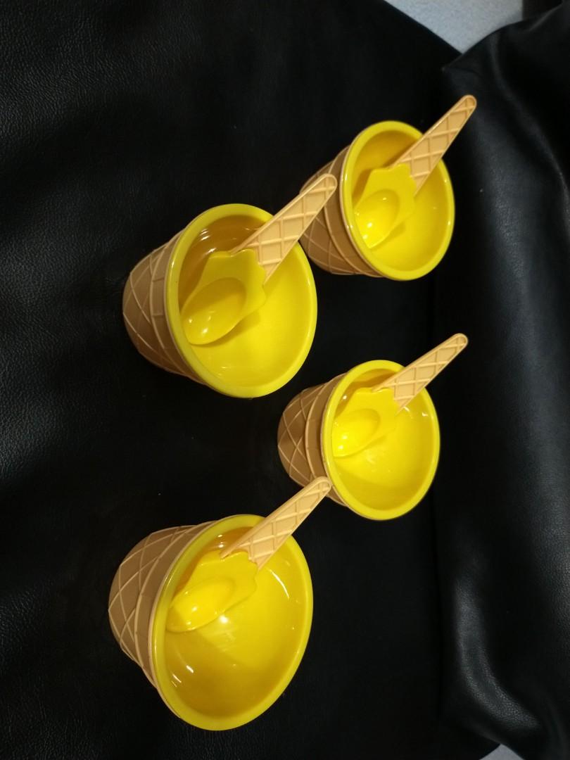 ice cream cups and spoon (Category: Other Kitchenware & Tableware) located in Manila. Submitted by just_about_anything (Listing ID 1171171899, Image 2). Description: ice cream cups and spoon. brown and yellow..