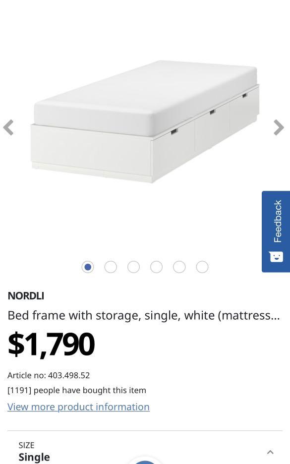 IKEA NORDLI Single Bed Frame with Storage, 傢俬＆家居, 傢俬, 床架及床褥 Carousell