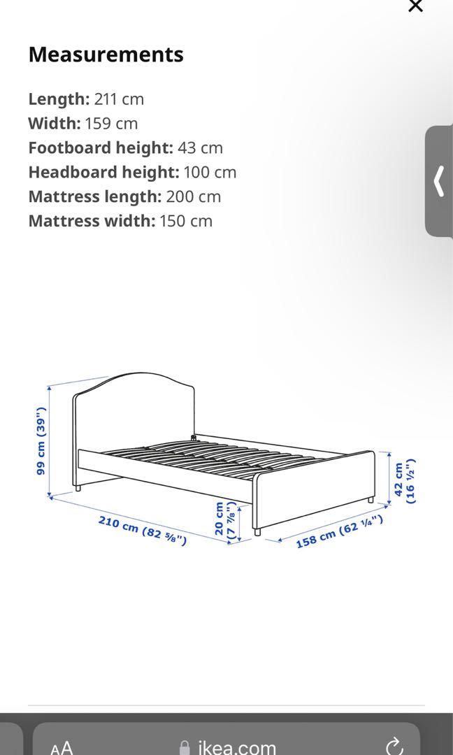 Ikea Queen Size Bed Frame with storage box & Mattress, Furniture & Home