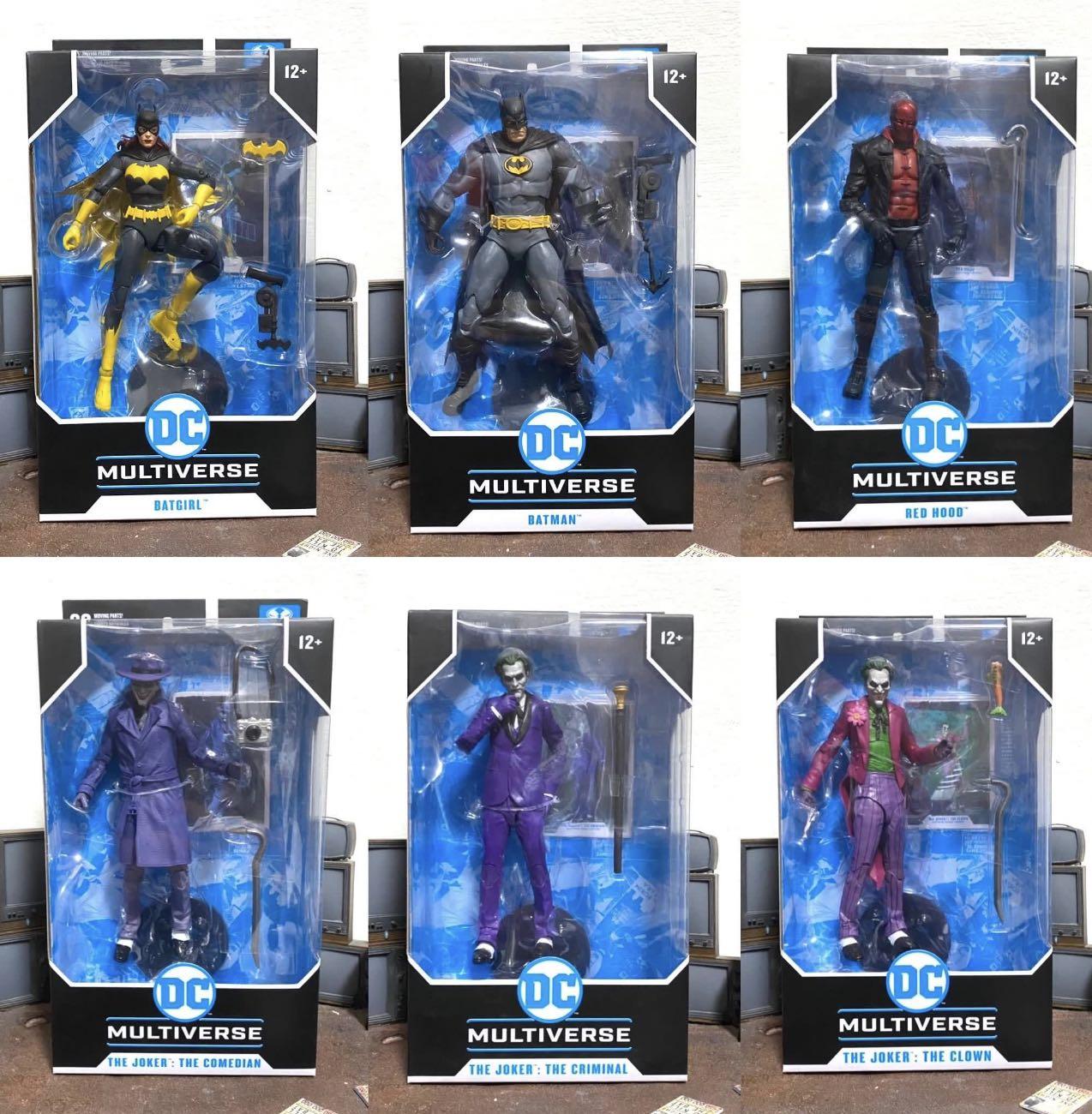 [In hand] Mcfarlane Toys DC Multiverse 3 Three Jokers Batman, Red Hood,  Batgirl, Criminal, Comedian