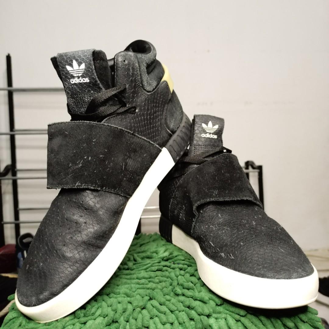 Jual sepatu Adidas Tubular Invader Strap J Black second