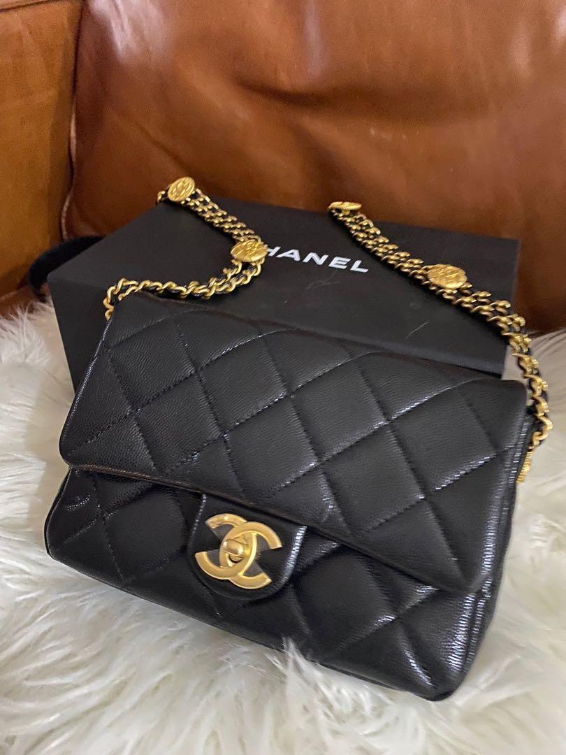 Chanel Gold Mini Chain Handle Flap Handbag