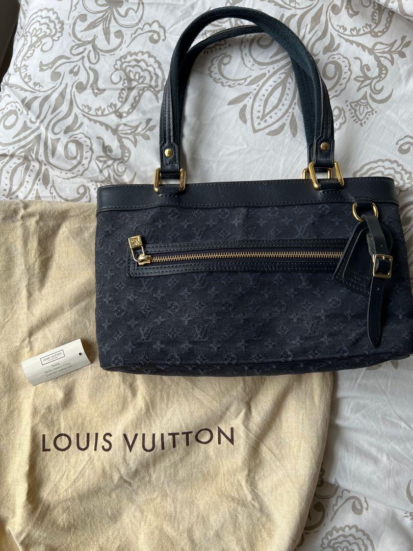 LV Minilin Lucille PM (Category: Luxury Bags & Wallets) located in Makati City. Submitted by nmvs1 (Listing ID 1171180231, Image 1). Description: LV Lucille Minilin PM size Navy blue lonogram canvas with navy leather trimmings and Gold hardware Comes with tag and dustbag Store bought in LV Paris Measures : 11.5” W x 7.5” H x 3” base width Strap drop 7 inches Condition used with minimal scratch.