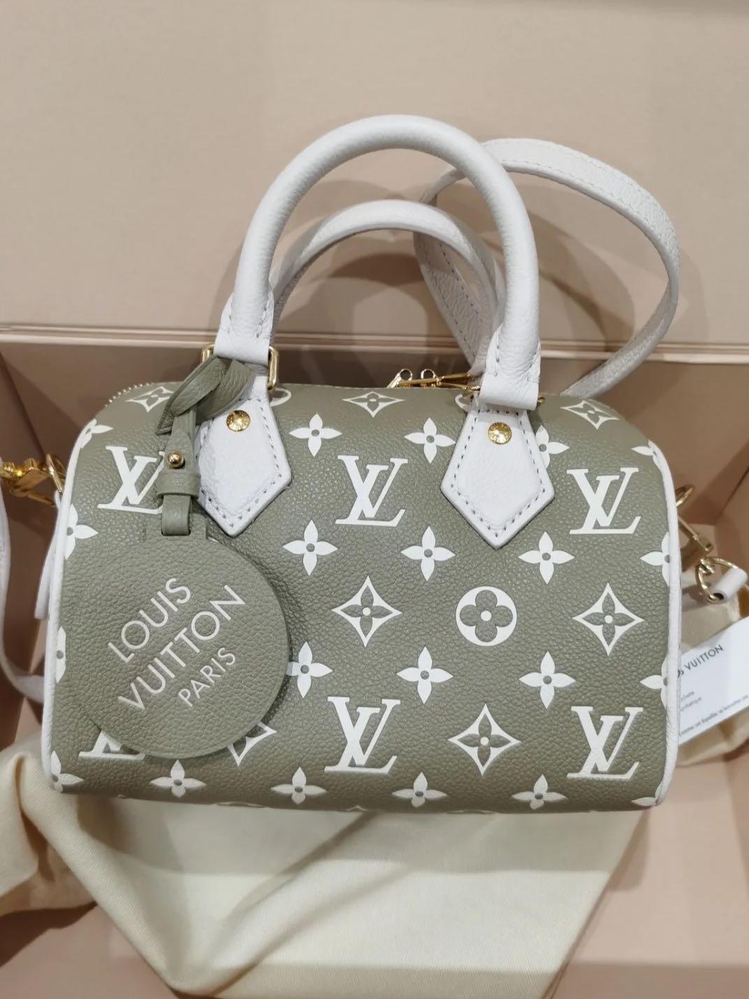 Louis Vuitton Khaki x Beige Leather Monogram Empreinte Speedy 20 with –  Bagriculture