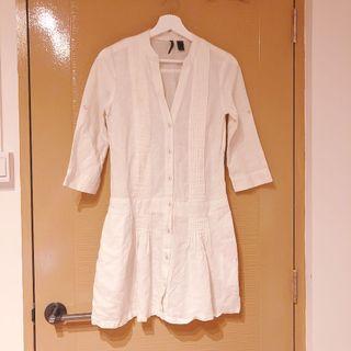 Mango White Linen Dress Tunic Size M UK10