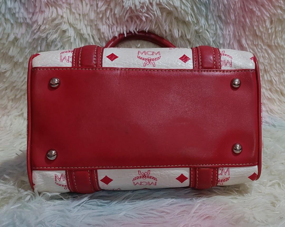 PRELOVED MCM White and Pink Visetos Leather Lion Boston Bag E0946 0030 –  KimmieBBags LLC
