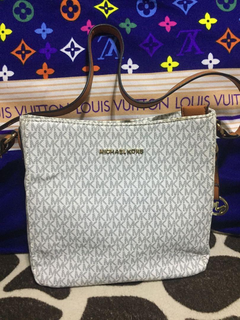 mk white sling bag