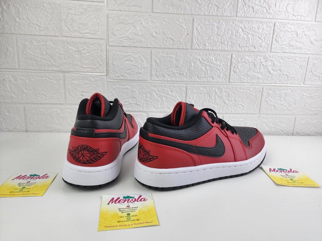 Nike Air Jordan 1 Low Reverse Red, Fesyen Pria, Sepatu , Sneakers di