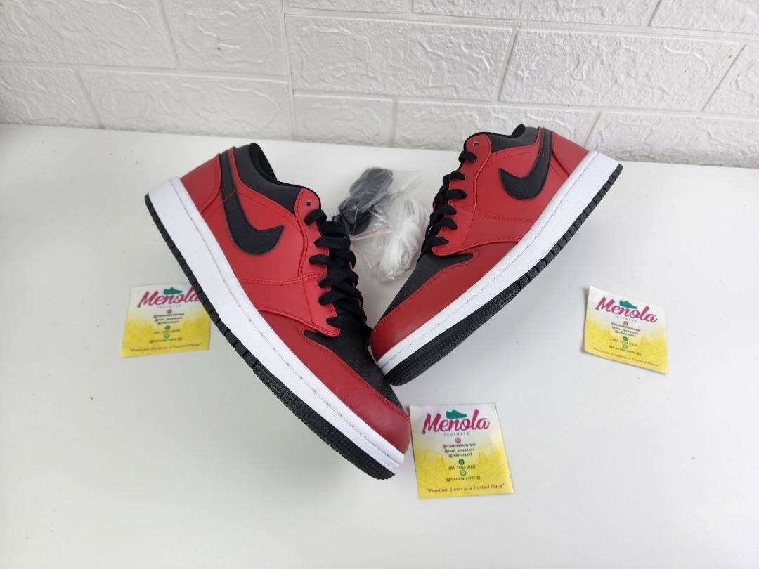 Nike Air Jordan 1 Low Reverse Red, Fesyen Pria, Sepatu , Sneakers di