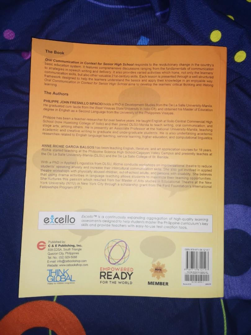 Oral Communication in Context (SHS) (Category: Textbooks) located in Manila. Submitted by fromsoleil (Listing ID 1171182379, Image 2). Description: price are negotiable when purchasing 2 or more books.