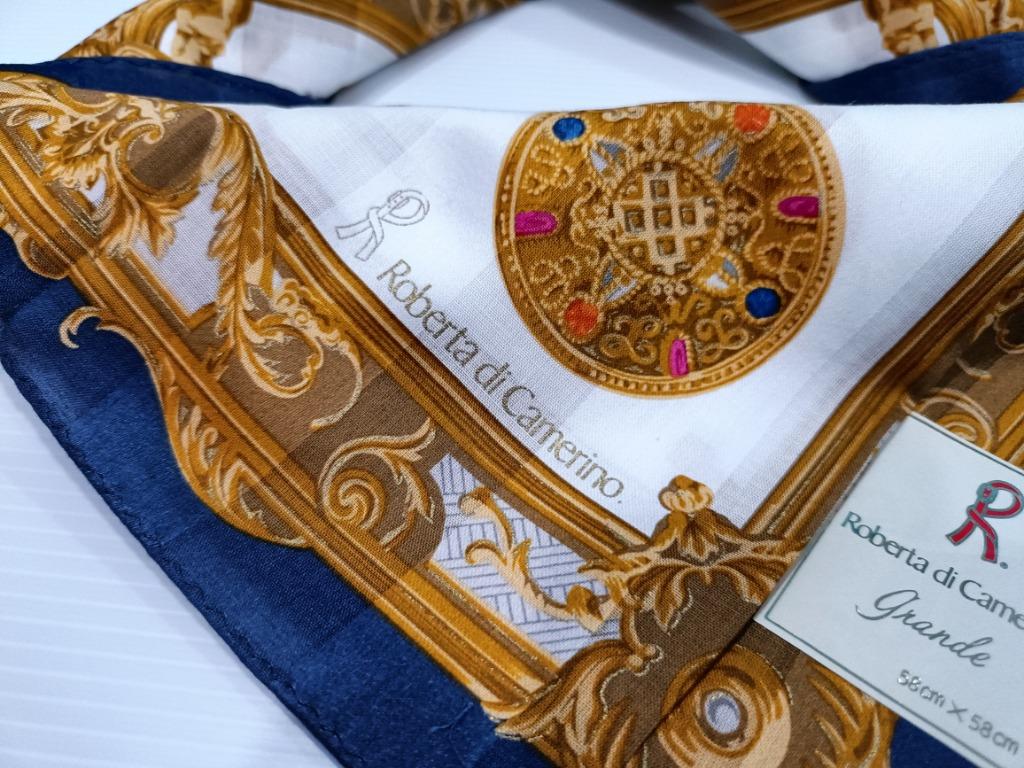 Foulard En Soie Roberta Di Camerino Vintage - Motif Géométrique Multicolore