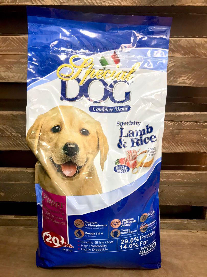 Special dog food lamb and store rice puppy