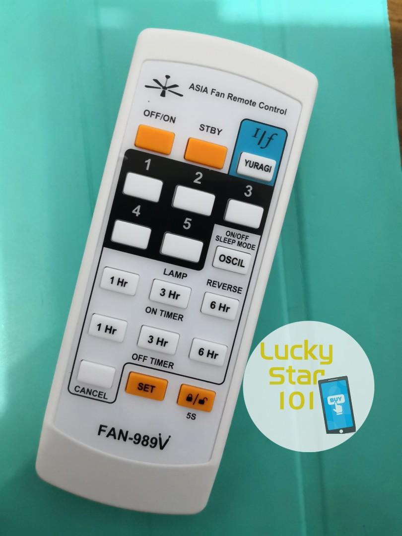 Universal ceiling Fan remote control Fan989V kdk Alpha Panasonic elmark, TV & Home Appliances