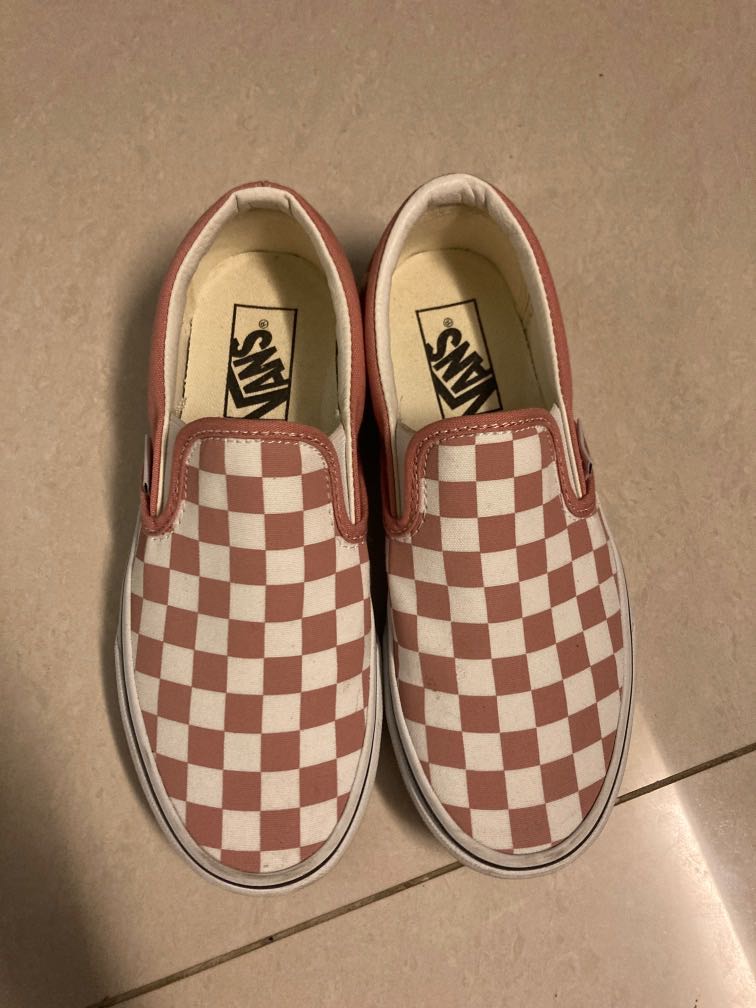 rose and white checkered vans