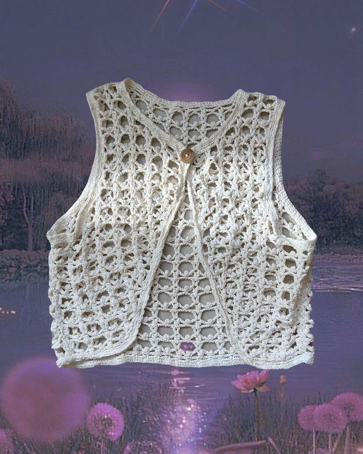 Vintage White crochet vest