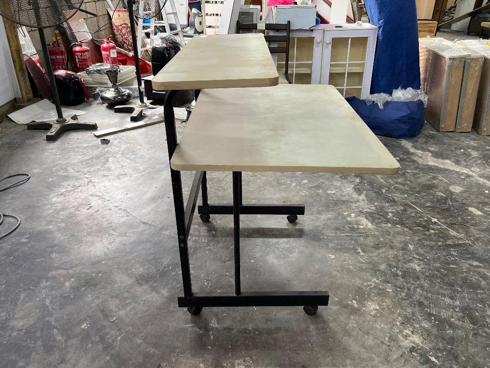 Wooden Computer Table 2 Layer with Metal Leg / Meja Komputer Kayu 2 ...