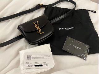 Ysl 黑色牛皮腰包小廢包斜揹包精品名牌包