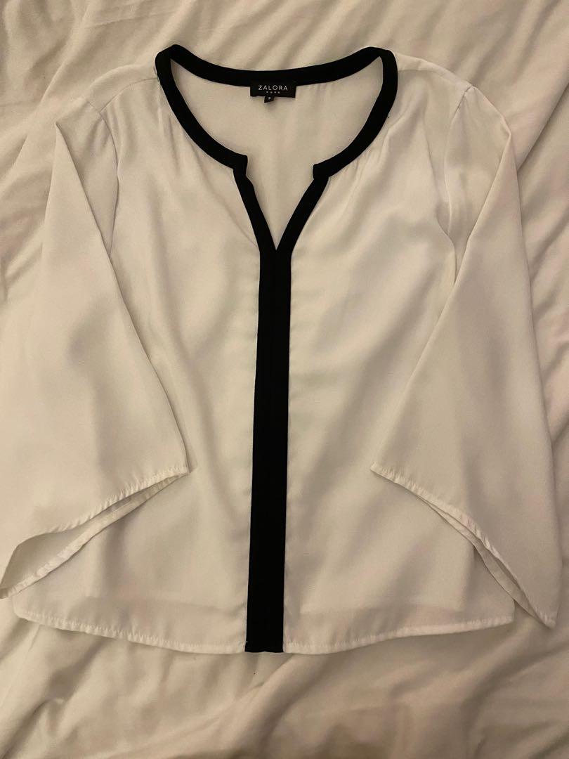 Zalora Work Blouse (Category: Blouses) located in Cebu City. Submitted by vanmags (Listing ID 1171134572, Image 1). Description: Good as brand new No flaws S on tag but can fit to Semi Medium With surprise freebie if 5 items and up Rfs: decluttering .