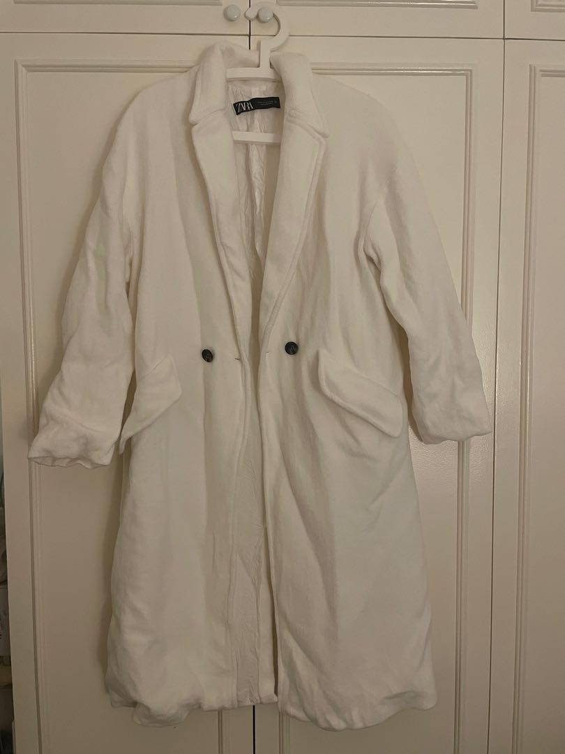 Zara White Coat, Women's Fashion, Coats, Jackets and Outerwear on Carousell