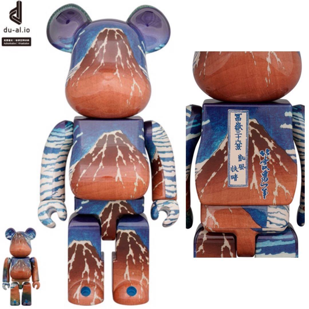 BE@RBRICK 葛飾北斎 「冨嶽三十六景 凱風快晴」100％ & 400％ -