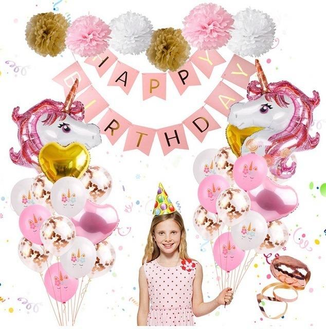 Unicorn /18"/36" Latex /Confetti /FoilBalloons Birthday Party Decor Banner EA 