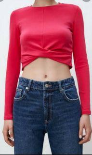 atasan Zara knot crop