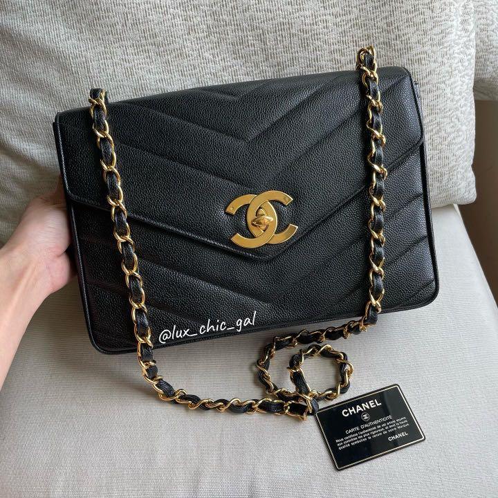 Chanel jumbo chevron caviar best sale