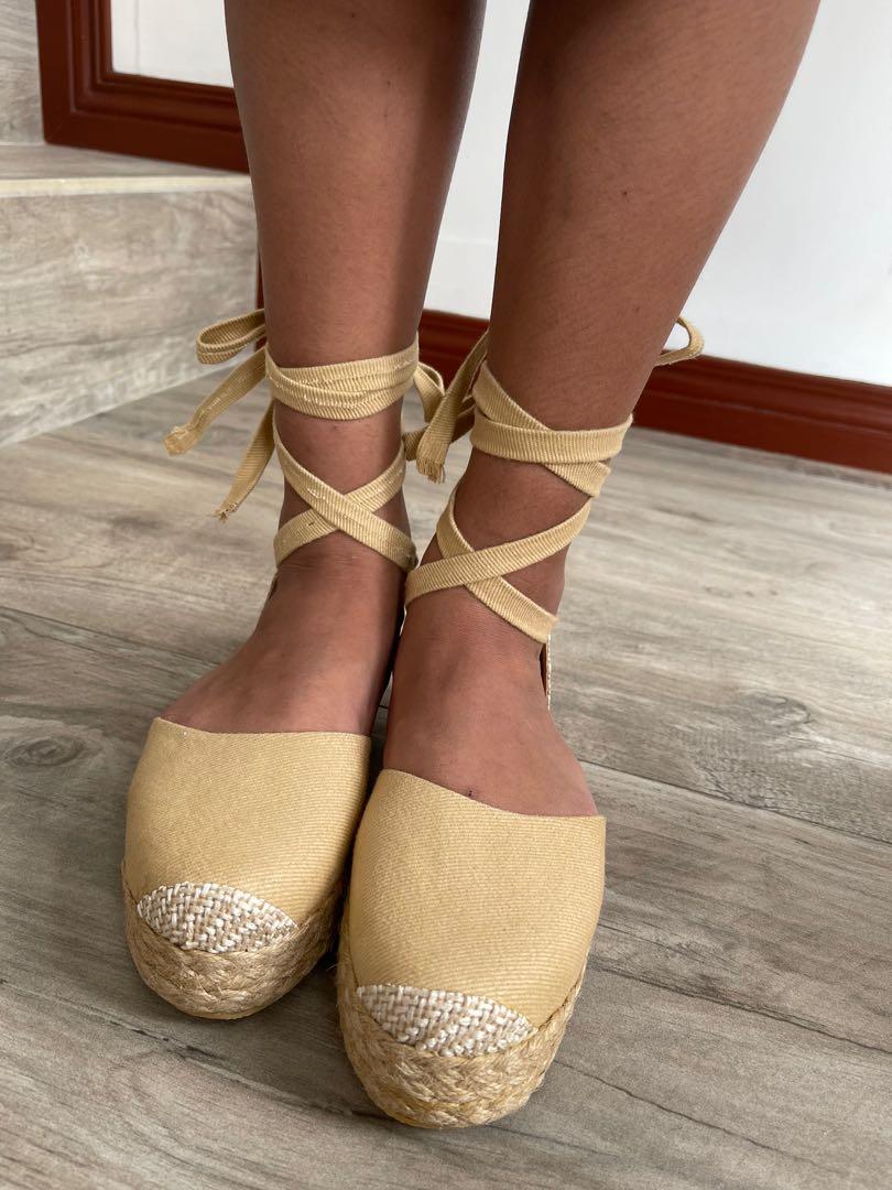 Beige Abaca Platform Espadrille Sandals (Category: Sandals) located in Dasmarinas. Submitted by sisea (Listing ID 1171300456, Image 2). Description: - Bought a month ago but haven’t so I’m selling them - Never worn, only tried on - Still in brand new condition - If you have wide feet these will suit you! They’re wide feet friendly and relatively comfy .