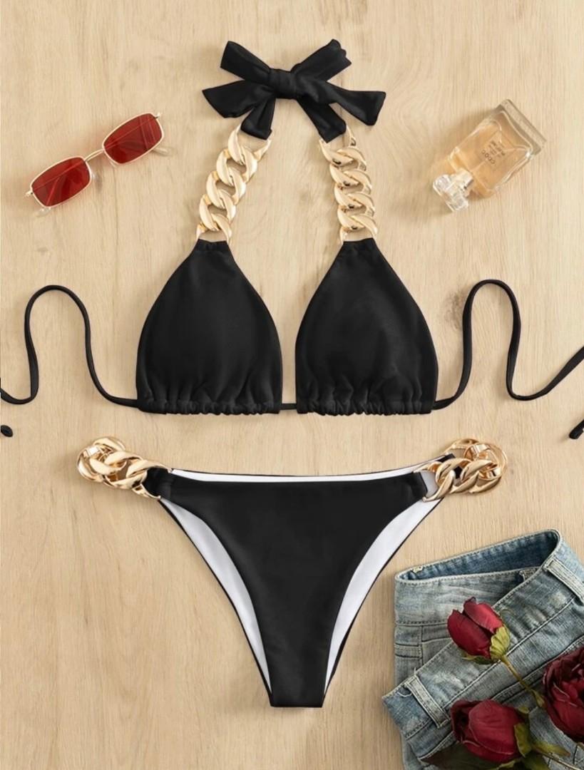 Black chain bikini/ two piece / swimwear, Women's Fashion, Swimwear ...