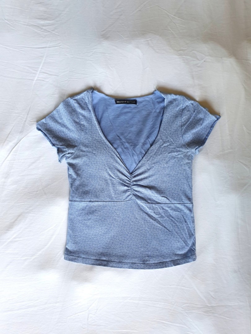 brandy melville blue floral gina top y2k authentic, Women's Fashion