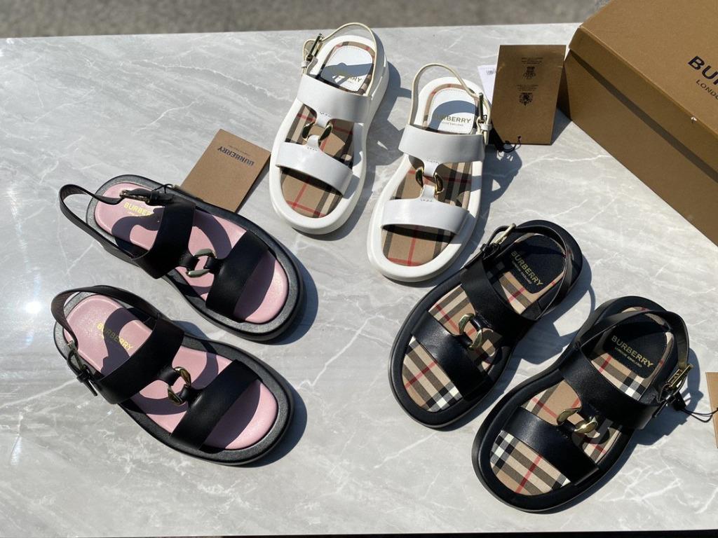 Burberry women's summer leather slipper ankle-strap flat sandal casual  beach shoes size35-40, Women's Fashion, Footwear, Sandals on Carousell