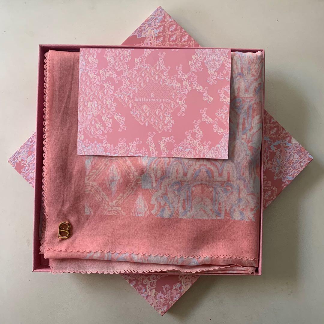 Jual Buttonscarves The Granada Voile Square Salmon Rose Original