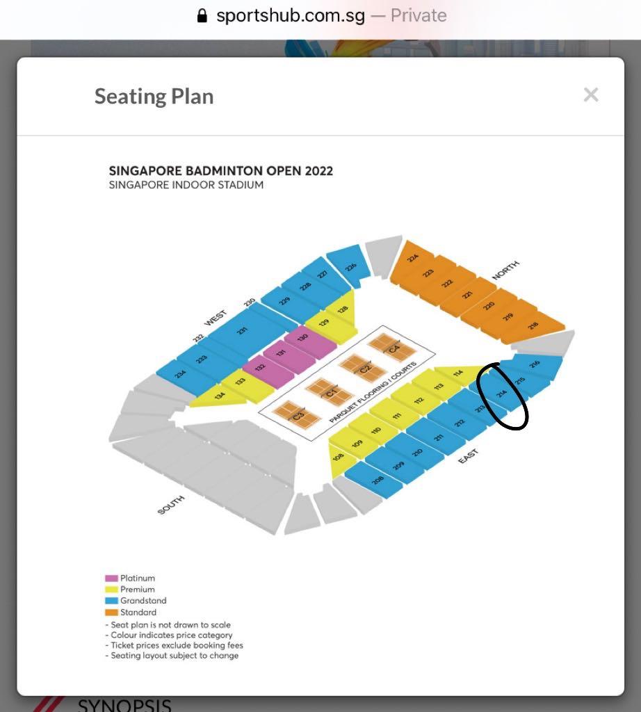 BWF Singapore Badminton Open Finals Grandstand Ticket, Tickets