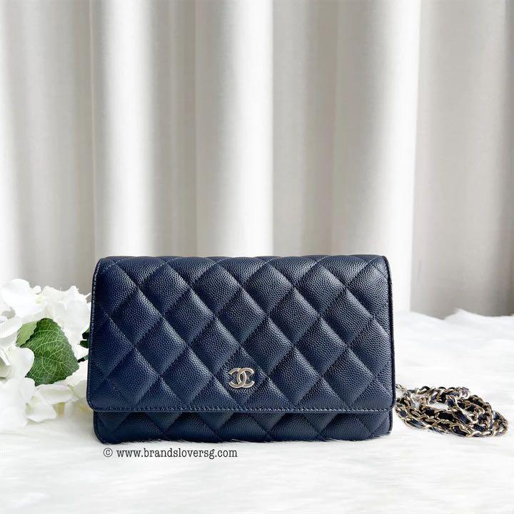 ✖️Sold✖️Chanel Classic Wallet on Chain WOC in Navy Caviar LGHW, Luxury, Bags  & Wallets on Carousell
