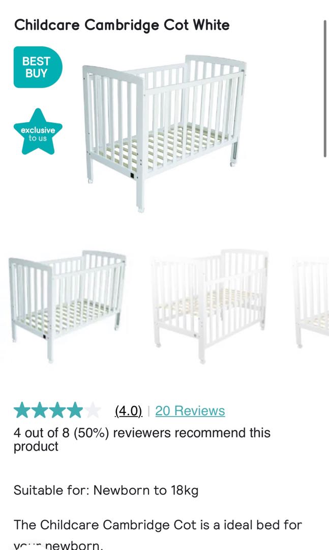 Childcare Cambridge Cot White, Babies & Kids, Baby Nursery & Kids