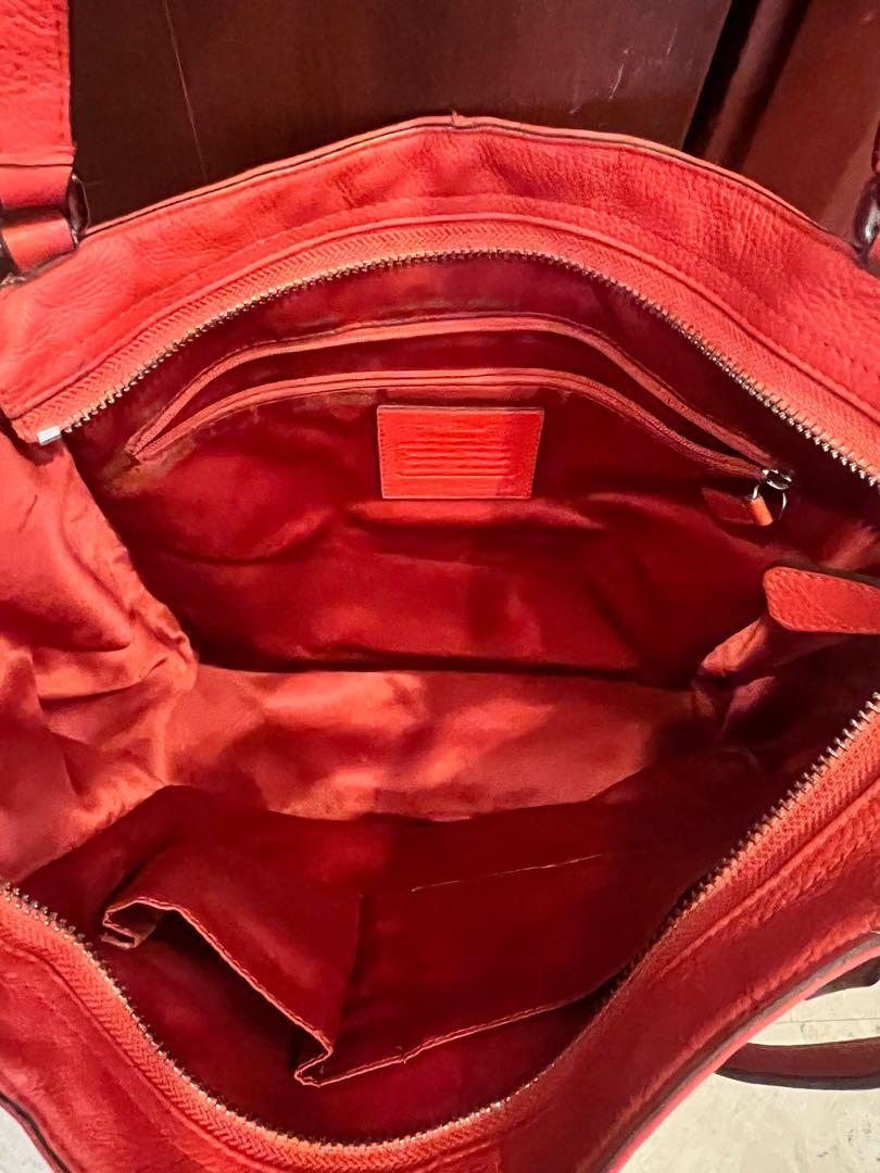 Red leather deals coach