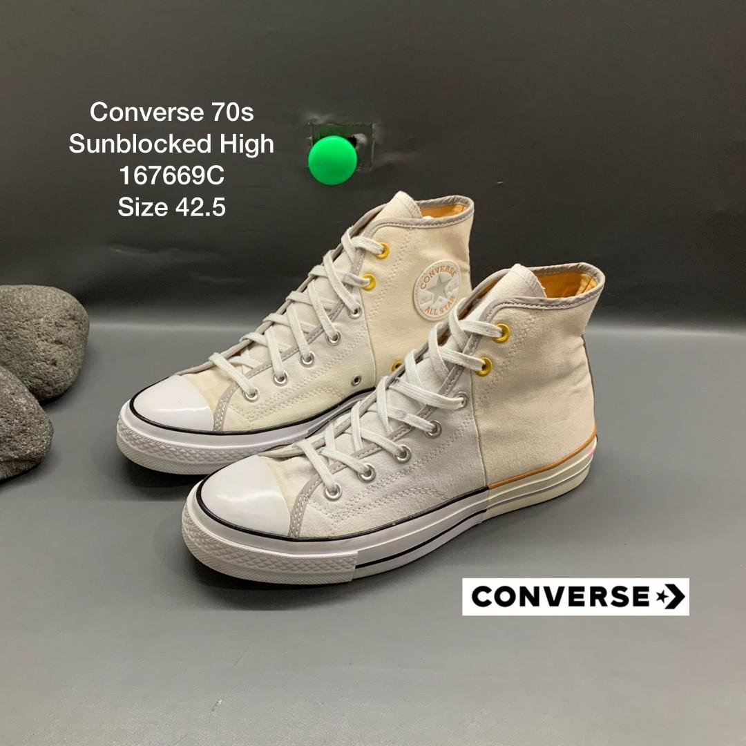 Converse Chuck 70s High 167669C Sunblocked White Size 42,5, Fesyen Pria,  Sepatu , Sneakers di Carousell