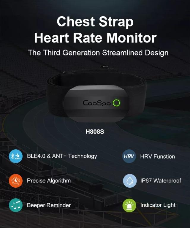 CooSpo H808S BLE and ANT+ fitness Heart Rate Monitor for Team Training