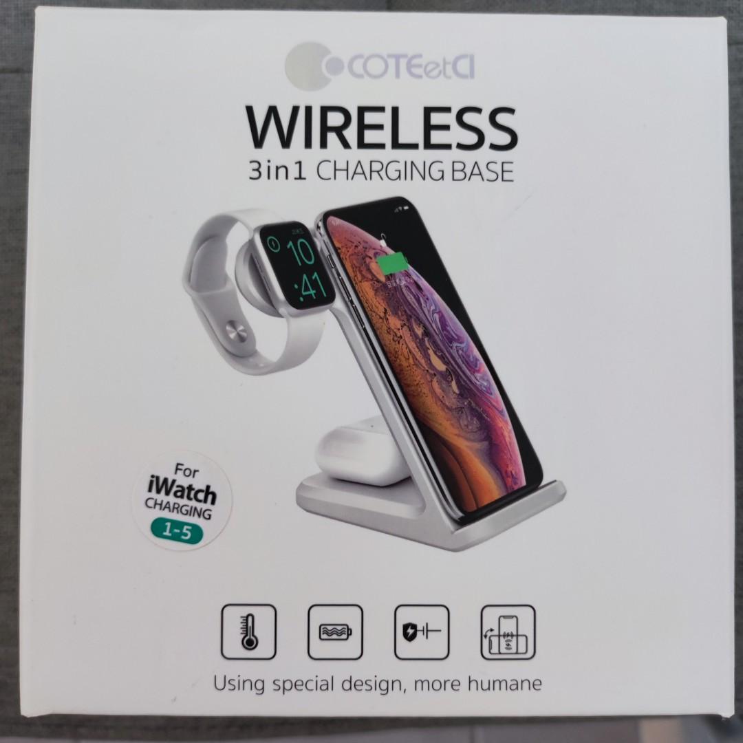 COTEetCI 3 in 1 wireless charging stand iPhone Airpods Apple Watch