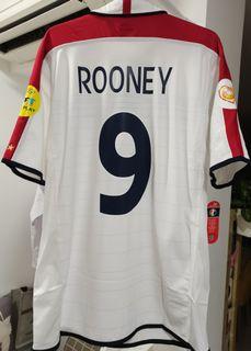 England 2004 Home Jersey Authentic UMBRO #9 Wayne Rooney  vs France Commemorative Edition