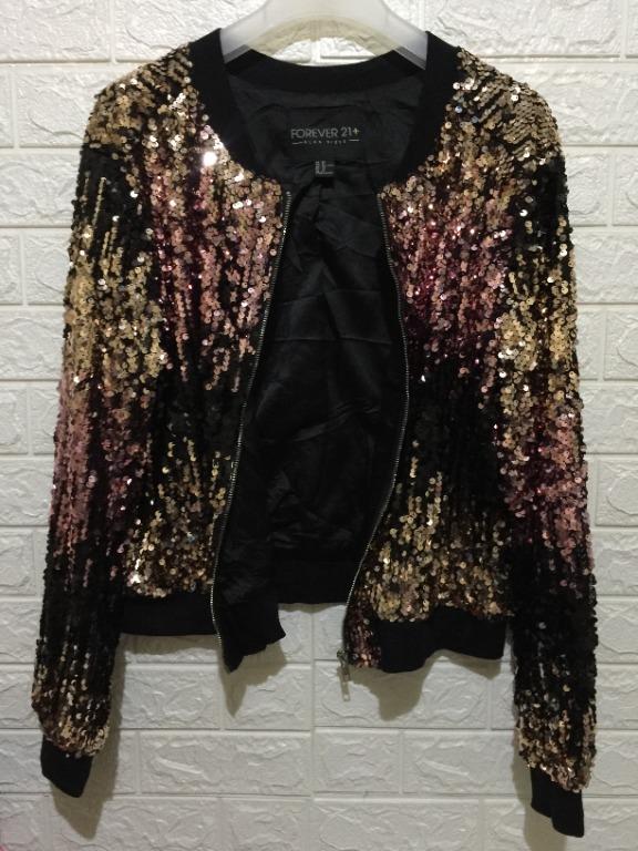 Forever 21 sequin outlet bomber jacket