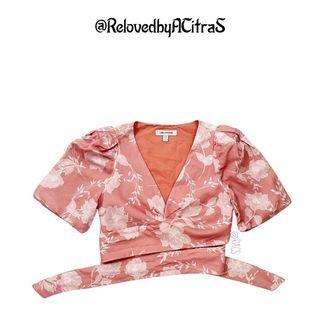 Forever New: Peachy Pink Jacquard Top (self tied styleh