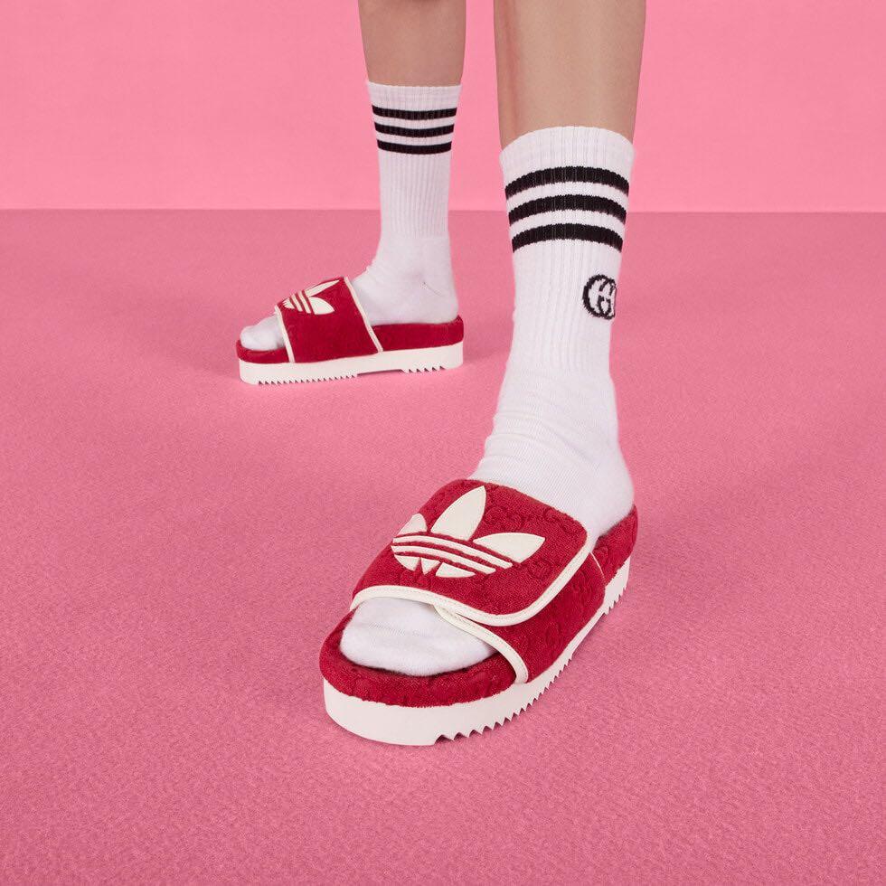 Gucci x Adidas platform sandals slides
