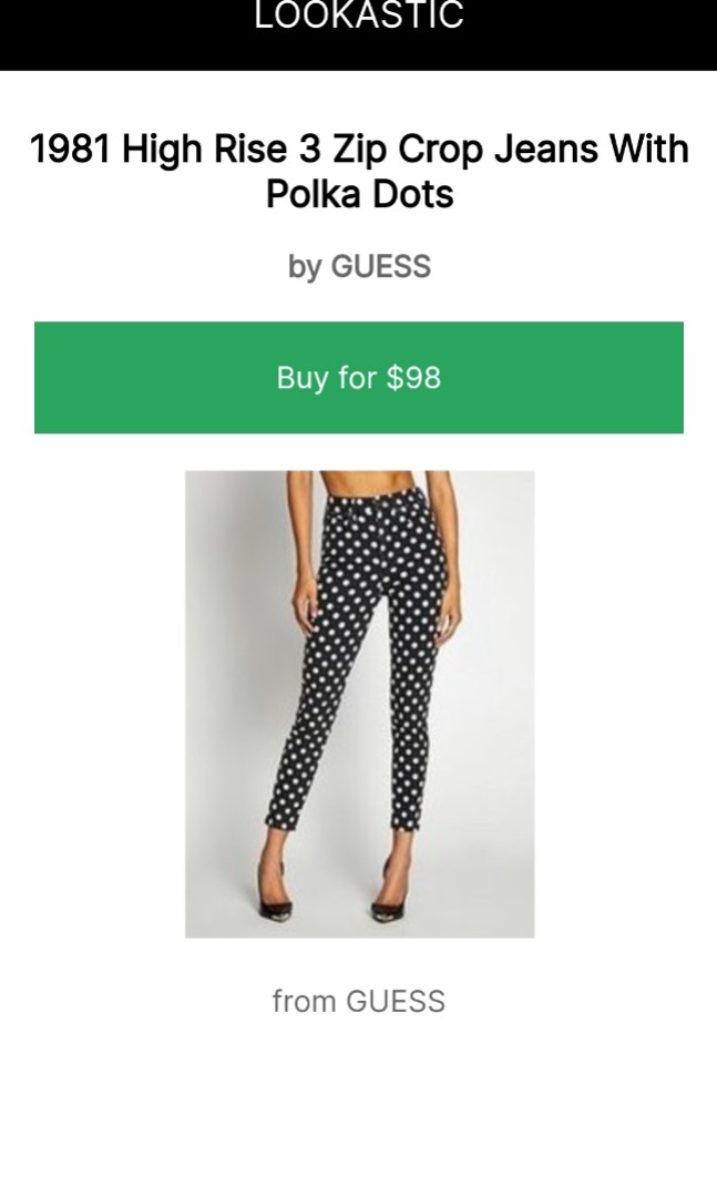 guess 1981 3 zip crop polka dots, Women 