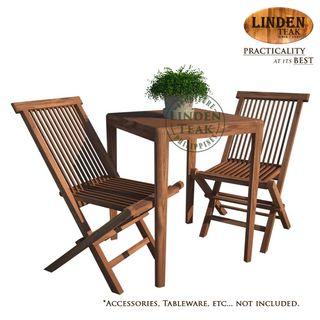 Handcrafted Solid Teak Wood ECO Bench Table + Folding Chair Dining Set