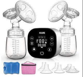 IKARE Hospital Grade Double Electric Breast Pumps Free-Style, 6 Modes & 150 Levels & 3 Size Flanges, Touchscreen LED Display, Pain Free Portable Breast Pump for Travel & Home, Super Quiet