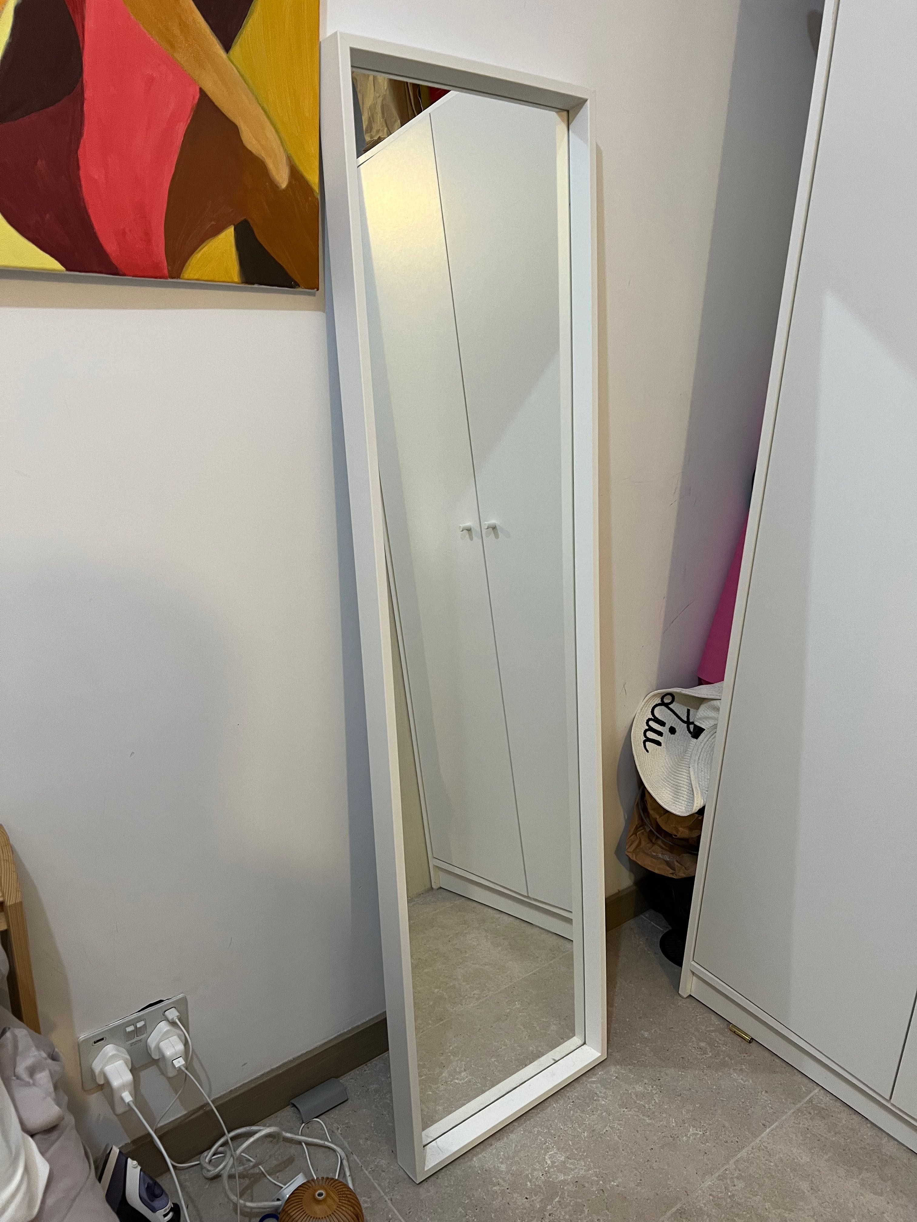 Ikea 白色全身鏡, 傢俬＆家居, 家居裝飾, 鏡- Carousell