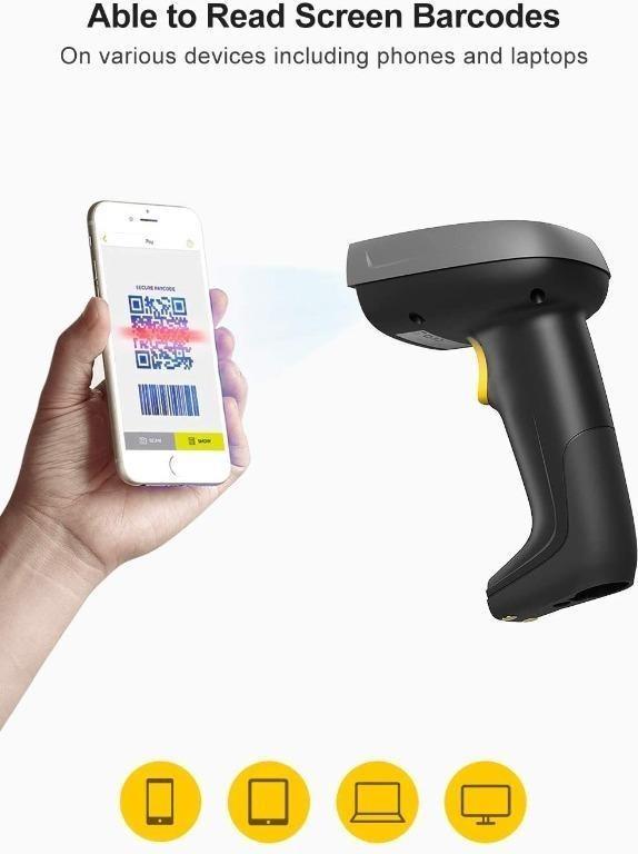 Inateck 2D Barcode Scanner Wireless, Bluetooth QR Code Scanner, 2D Imager with 2000mAh Battery